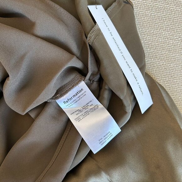 Reformation Anaiis Silk Maxi Dress Sz6 Morel Gray - Picture 7 of 9